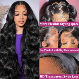 BIMKOS 26 Inch Body Wave Lace Front Wigs Human Hair 200% Density 13x6 HD Lace Front Wigs Human Hair Body Wave Glueless Wigs Human Hair Pre Plucked Body Wave Lace Frontal Wigs for Women