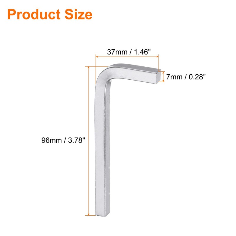 sourcing map 2pcs L-Shaped Square Head Wrench 7mm Carbon Steel