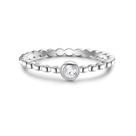 Glanzstücke München Women's Ring 925 Sterling Silver Rhodium-Plated Zirconia White Silver Ring, Cubic Zirconia