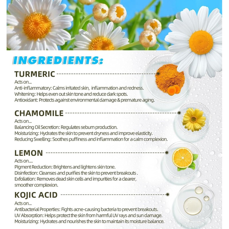 Almohadillas Limpiadoras de Cúrcuma y Ácido Kójico, 40 Piezas