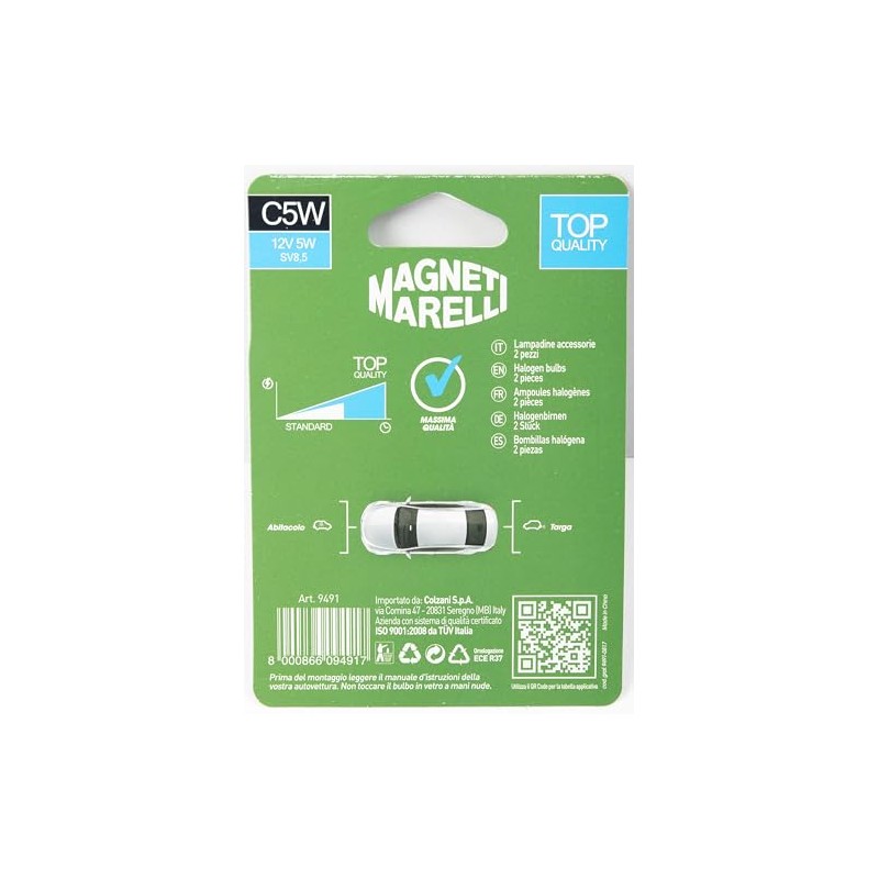 Magneti Marelli 070.0000009491 C5W Pair Car Festoon Bulb 12 V