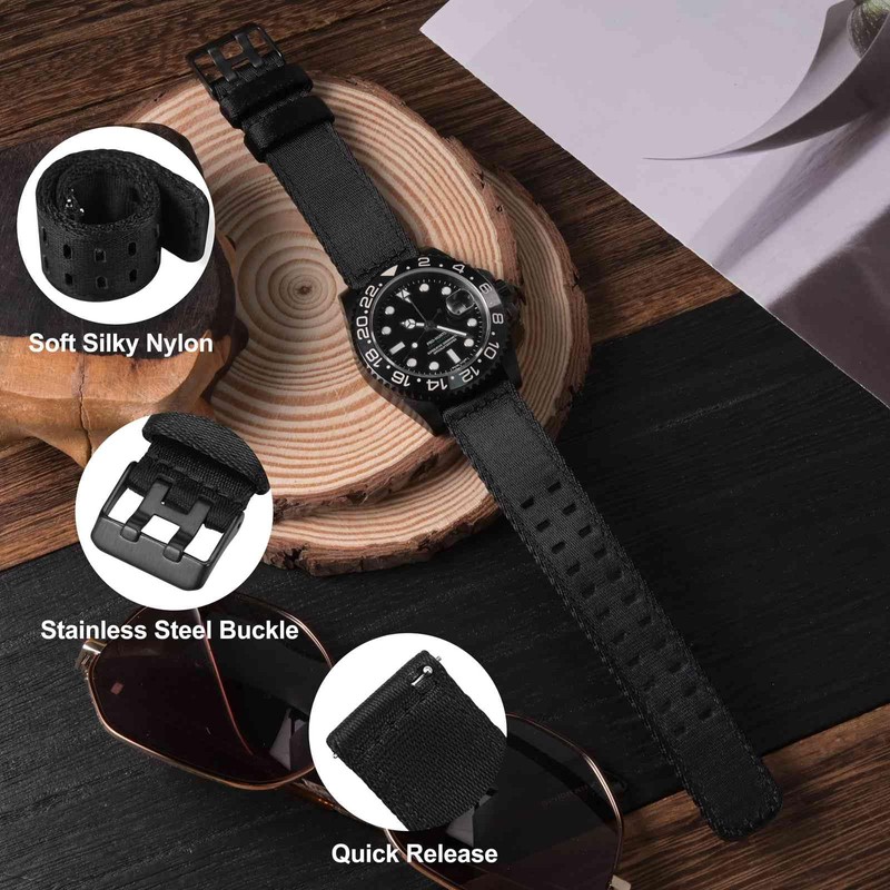 WOCCI Nylon Watch Strap, Silky Nylon Watch Strap with Double