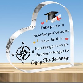 JMIMO 2024 Graduation Gifts Graduation Heart Acrylic for Him Her Daughter Son Sister Best friend High School College Graduate