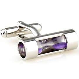 MRCUFF Sand Timer Hourglass Purple Sandtimer Pair Cufflinks in a Presentation Gift Box & Polishing Cloth