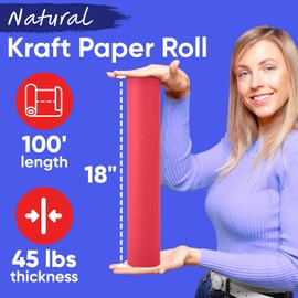 Paclord USA Made 18" x 1200" Christmas Red Kraft Paper Roll, 45 lbs Thickness, American Quality Kraft Paper for School, Poster Arts, Bulletin Board - Odorless, Non-Toxic, Safe for Kids