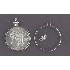 BeadExplosion 25 Cent / USA Quarter Coin Holder Bezel ~ for Charm, Necklace, Pendant, Display (Pack of 4)