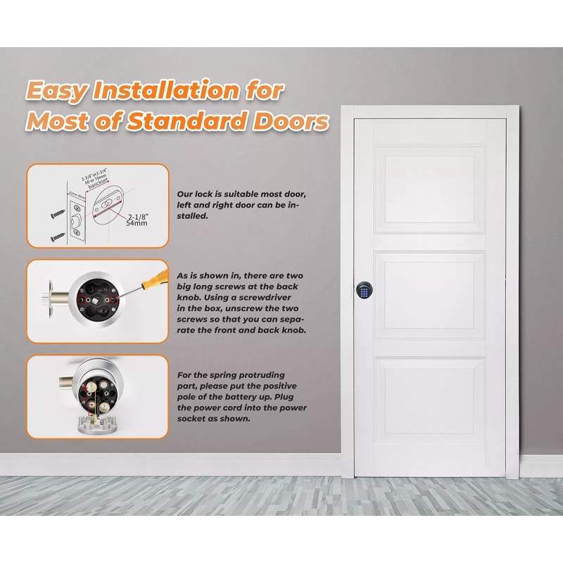 Buoan Keypad Door Knob Lock, Keyless Entry Door Lock with
