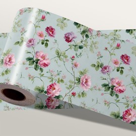 IOHEFY Pink Rose Wallpaper Border 196x4 Inch Peel and Stick Wall Border Removable Vinyl Wall Trim Floral Rose Pattern for Kitchen Bathroom Bedroom Living Room Farmhouse Home Decor