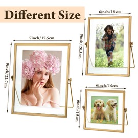 Amyhill Set of 6 Metal Picture Frames Vintage Minimal Ornate Floating Frames 4, 6, 7 Inches Photo Antique Easel Stand Vertical Glass Holder for Pictures Photos Desk Tabletop Display(Gold)