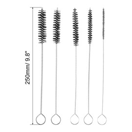 PATIKIL 9.8" Straw Cleaner Brush Set, 5 Different Dia Nylon Pipe Cleaning Brush, Black