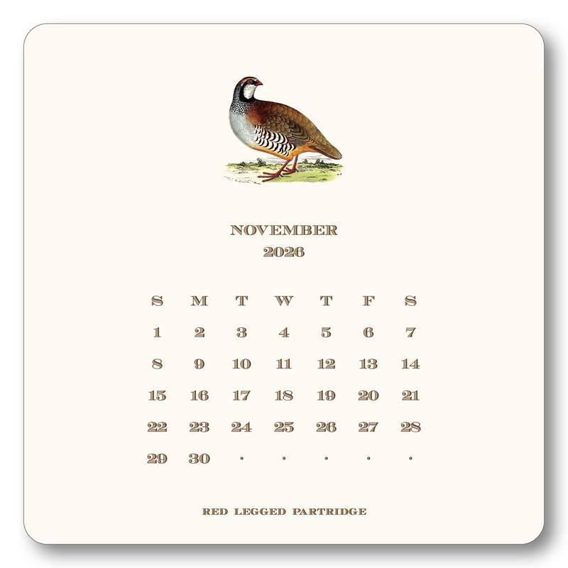 SHADE TREE GREETINGS Upland Birds 2026 Desk Calendar with Easel