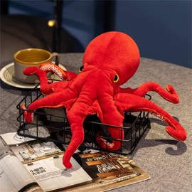Champracer Octopus Cuddly Toy, Reversible Octopus Plush Stuffed Toy, Soft and Comfortable Octopus Cushion, Gifts for Children, Boys and Girls, Octopus Toy (75 cm, Red)