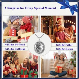 CEKAMA St Christopher Necklace for Men Women Sterling Silver Saint Christopher Medal 20 Inch Oval Coin Antiqued Religious Protector Talisman Pendant Jewelry Gift For Father