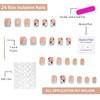 Flower Press on Nails Short Square OFDNE French Tip Fake