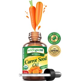 MYVIDAPURE Organic CARROT SEED OIL Certified Organic WILD GROWTH Daucus Carota RAW. 100% Pure VIRGIN UNREFINED Undiluted 1 Fl.oz.‐ 30 ml. For Skin, Face, Hair, Lip and Nail Care