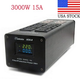 3000W 15A 100-240V AC8.8 Advanced Audio Power Purifier Filter AC Power Socket Video Noise Eliminator/Line Conditioner/Whole Entertainment System Protection