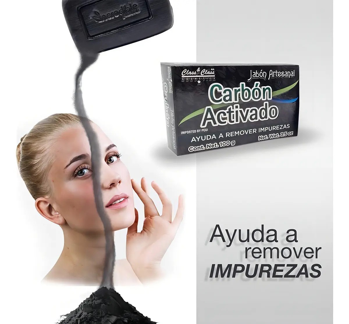 Jabon Artesanal Quita Puntos Negros Carbon Activado 100gr