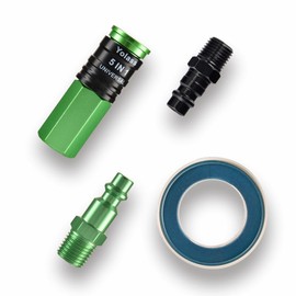 Yolass 5 In 1 Universal Quick Industrial Connect Coupler, 1/M Industrial Type Air Plug Kit and 1/V Industrial Type Air Plug Kit 4-Piece, 1/4 Inch Air Fittings, Air Compressor Hose Accessories