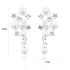 Pearl Earrings for Women, 14K Silver Plated Pearl CZ Dangle