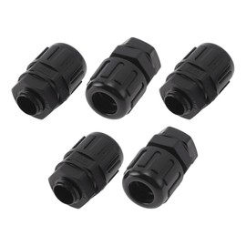 A ABSOPRO M12x1.5 Cable Glands 10mm / 0.39" Waterproof Bellows Straight Connector PA6 Nylon Black 5 Pcs