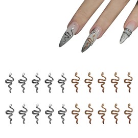 TVETE Nail Parts, Snake, Nail Parts, Snake [20 Pieces, 0.5 x 0.3 inches (13 x 8 mm)] 3D 3D 3D Metal Snake Parts Simple Nail Decoration Parts Metal Nail Art Handmade Nail Decoration Nail Accessories