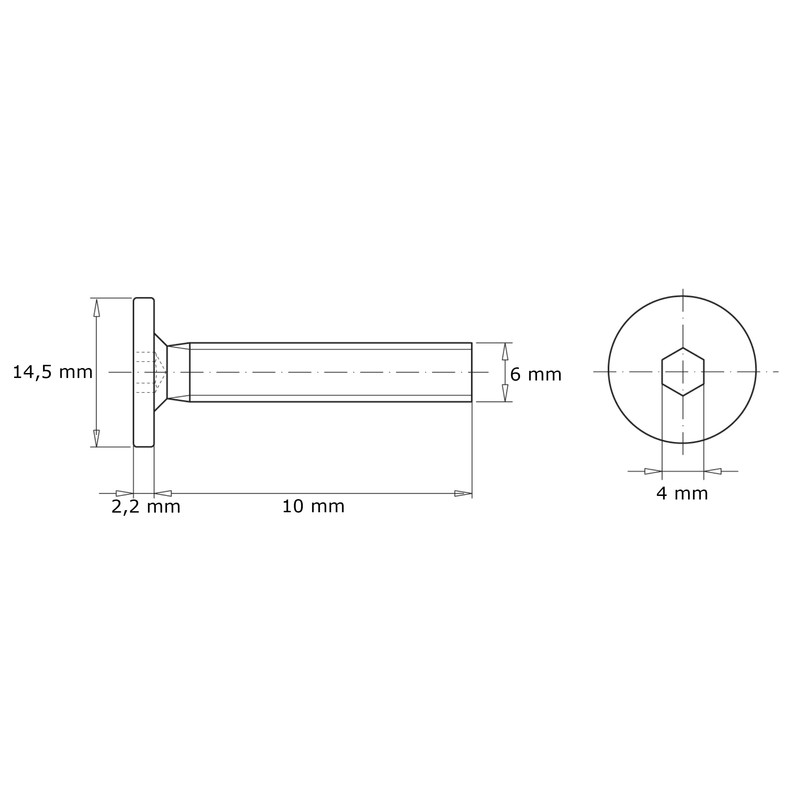 HEXATON Hexagon Socket Head Screws Full Thread M6 x 10