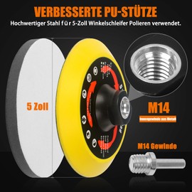 Pomsare Sanding Disc 125 mm Velcro for Angle Grinder Accessories, Sanding Discs Polishing Attachment Grinding Attachment for Cordless Screwdriver Drill, Flex Sanding Disc Grinding Disc for Wood Metal