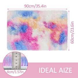JiaoBaba Small Fluffy Colorful Rug for Bedroom Girls 2x3 Mini Kawaii Rainbow Tie Dye Area Rug Fuzzy Unicorn Throw Rug for Living Room Kids Nursery Baby Princess Room Home Decor Aesthetic Carpets