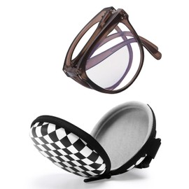 Large Frame Folding Reading Glasses for Women and Men Blue Light Blocking Readers Glasses for Reading with Portable Case (Gray, 4, x)