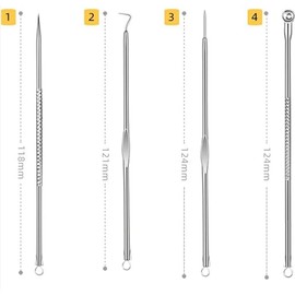 AEE® 4'lü Kutulu Paslanmaz Komedon Akne Siyah Nokta Temizleyici Gümüş Komedon Seti Sivilce Siyah Nokta Çıkarıcı