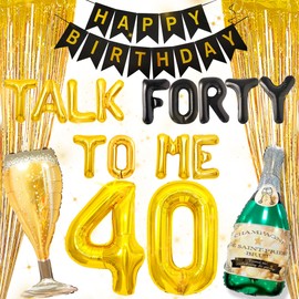 LaVenty Talk Forty To Me Birthday Decorations 40th Birthday Banner 40th Marriage Anniversary Party Bunting Decorations 40th Birthday Party Decorations for Him