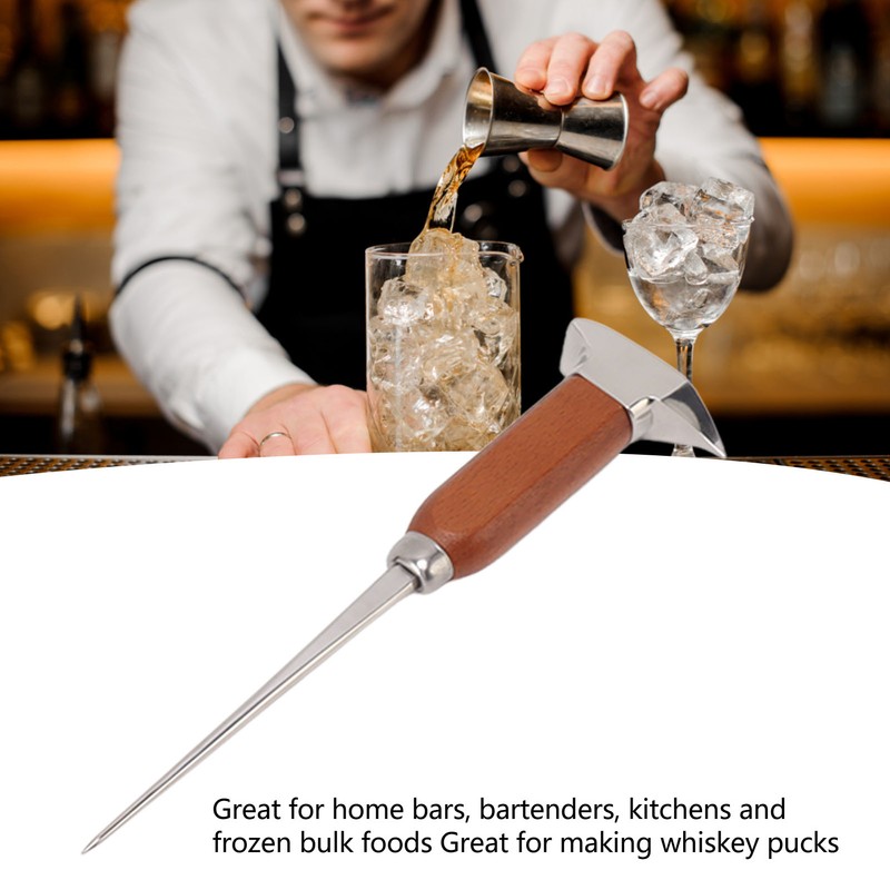 Ice Pick with Wood Handle Stainless Steel Ice Chipper Ice