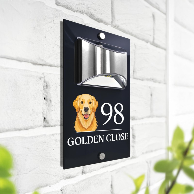 Custom Signs Solar Illuminated Modern Anthracite House Number Sign 24cm