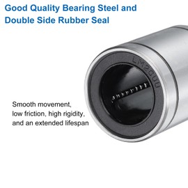 QUARKZMAN LM20UU Linear Bearings 20 mm Bore 32 mm OD 42 mm Length Linear Ball Bearings Double-Sided Rubber Sealed Bearing Steel for CNC Machine 3D Printer Food Packaging Machine Pack of 2