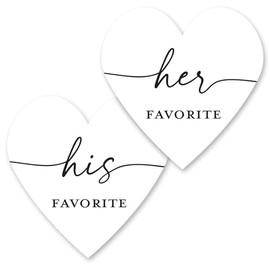 Heart Shaped His Favorite Her Favorite Wedding Favor Stickers - 1.5" x 1.5" - 96 cnt (48 of Each)