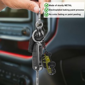 ZJIKCH For Wrangler Keychain, Car Kaychain Key Fob Cover Compatible with Wrangler Rubicon Accessories 2023 2024 Metal Key Chains