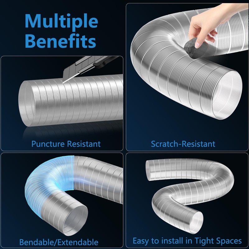 Hon&Guan 4-inch Semi Rigid Dryer Vent Hose, 8 Feet Flexible