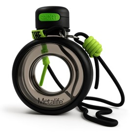 MetaLife Circular Sports Water Bottle – Black, 700ml, Leakproof with Long Strap