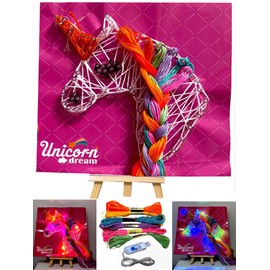 Gifts for Girls 9 10 11 12 13 14 15 Year Old, 3D String Art for Kids Age 9 -15 Girls Birthday Presents Girl Hand Painting Art,Craft Kits for Kids Set, Night Light for Bedroom Decoration,Unicorn Set