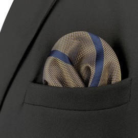 S&W SHLAX&WING Men's Striped Pocket Square, Business Gift, Blue Brown, Braun