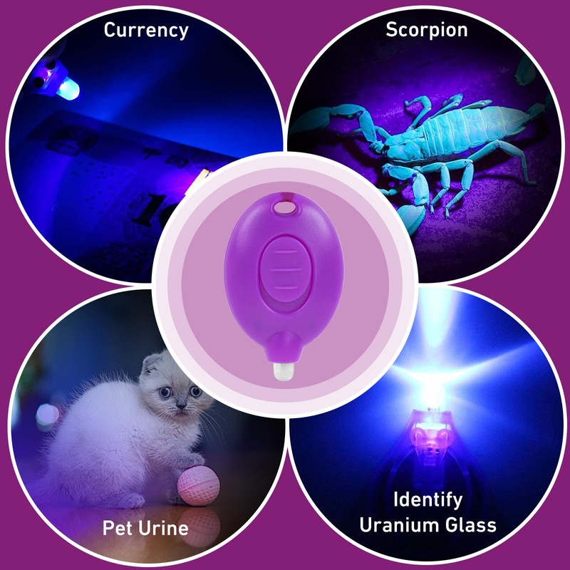 JWISLAND 8 Pack 395nm UV Mini LED Keychain Black Light
