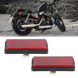 F FIERCE CYCLE Pair of M6 x 1.0 Red Rectangle Universal Screw Mounting Reflective Warning Reflector for Motorcycle Bicycle 56 mm Length