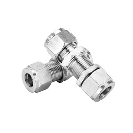 Pysrych 304 Stainless Steel Compression Tube Fitting, Bulkhead Union, 1/8" OD x 1/8" OD, Pack of 2