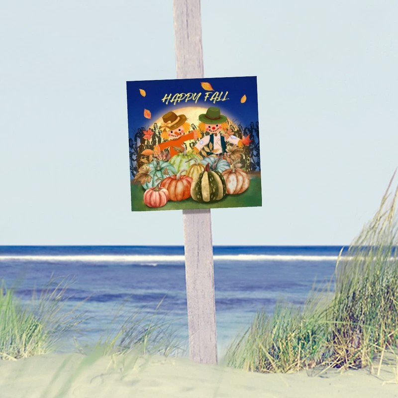 Thanksgiving Happy Fall Pumpkin Wooden Signs Scarecrow Moon Maple Leaves