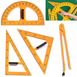 Juego de 4 Piezas de Geometría para Pizarrón Blanca para El Aula con Brújula ES Ulers para Profesores de Escuela, Herramientas de Dibujo, Transportado