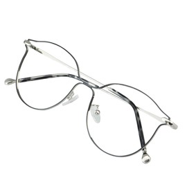 VisionGlobal Blue Light Blocking Glasses for Women, Anti Eyestrain, Computer Reading, TV Glasses, Stylish Oval Frame, Anti Glare (Silver Black, 4.00 Magnification)