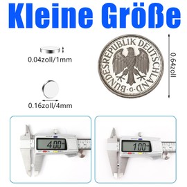 Pack of 100 Mini Magnets Strong Small Round Magnets, 4 x 1 mm Magnet for Magnetic Board, Neodymium Magnets, Small Fridge Magnets for Home, Office, Photos and School, Silver