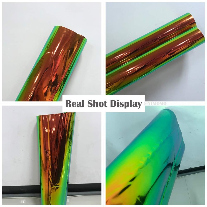 Holographic Laser Metallic Orange Green Car Vinyl Wrap Chameleon Chrome