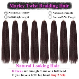 Marley Twist Braiding Hair 18 Inch 8 Packs – Fluffy&Tangle-Free Cuban Twist Hair for Braiding, Natural Look Synthetic Long-Lasting Spring Afro Kinky Twist Hair Extensions (33)