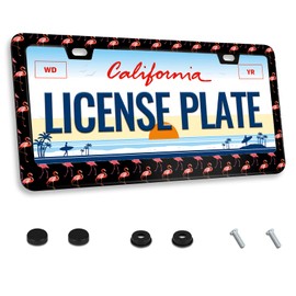 Pink Flamingo License Plate Frame Bird Animal License Plate Frame for Car Decorative Parts Stainless Steel License Plate for Standard Us Canada License Plate Holder 12x6 Inch
